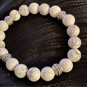 White Howlite Natural Stone & Silver Spacers